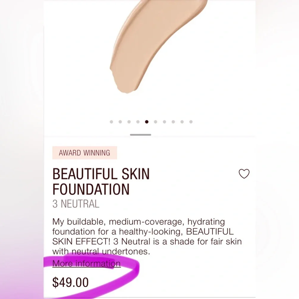 Charlotte Tilbury Beautiful Skin Foundation | Shade:‎ 3 NEUTRAL | NEW!!🩷